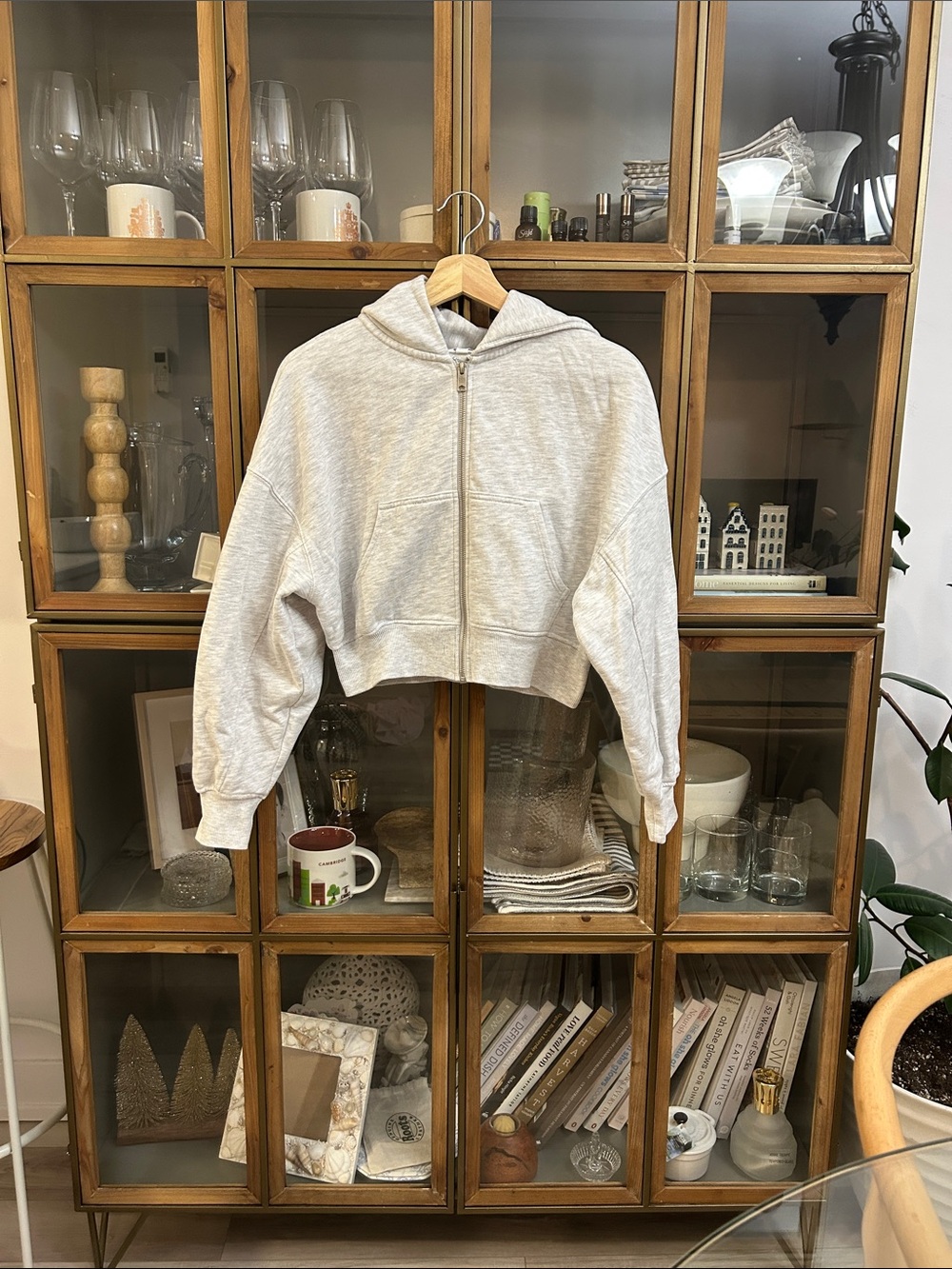 Garage Heather Gray Cropped Zip Hoodie